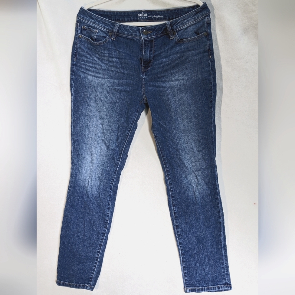 Soho Curvy Boyfriend Cropped Blue Jeans Size 12